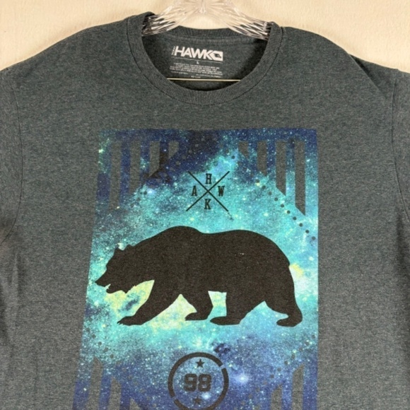 Tony Hawk Men's T-Shirt Dark Gray H A W K 98 Bear Size: L Retro Classic style - Picture 3 of 10